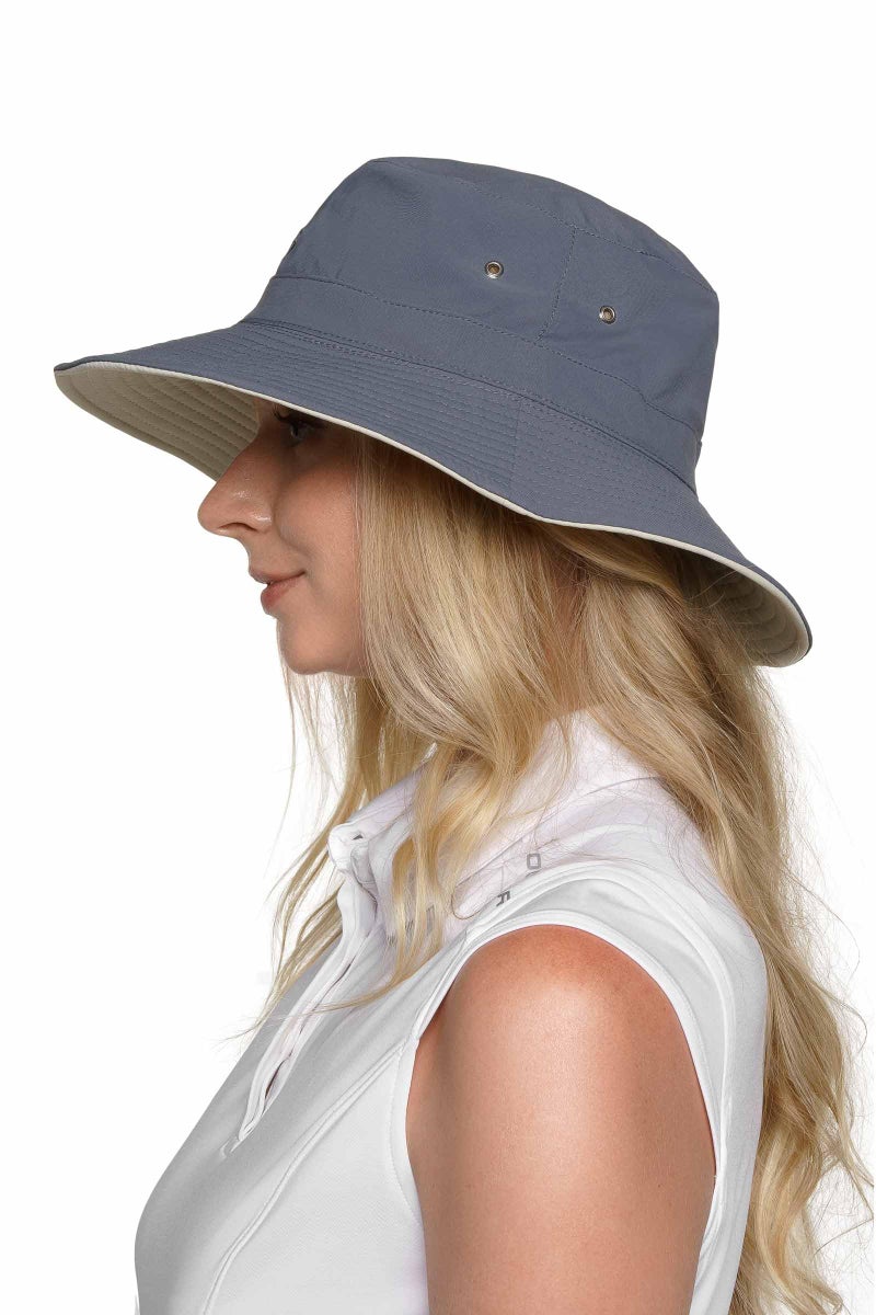 Coolibar Reversible Bucket Hat - UPF 50+ Sun Protection - Landon in Stone/Carbon - Image 5